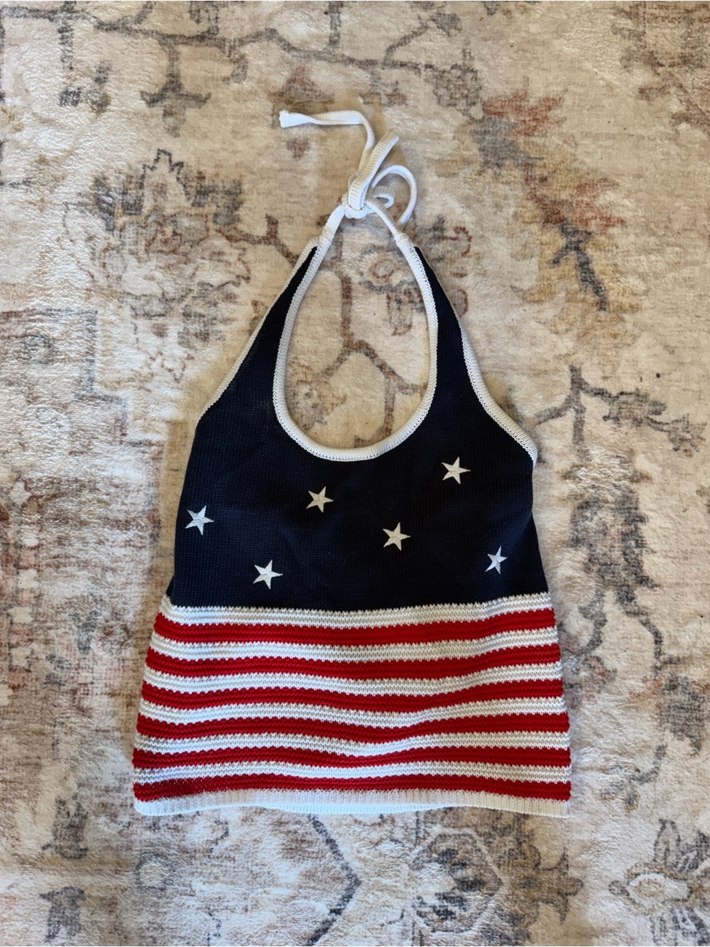 Sincerely Jules Red White and Navy Striped Halter Tank
